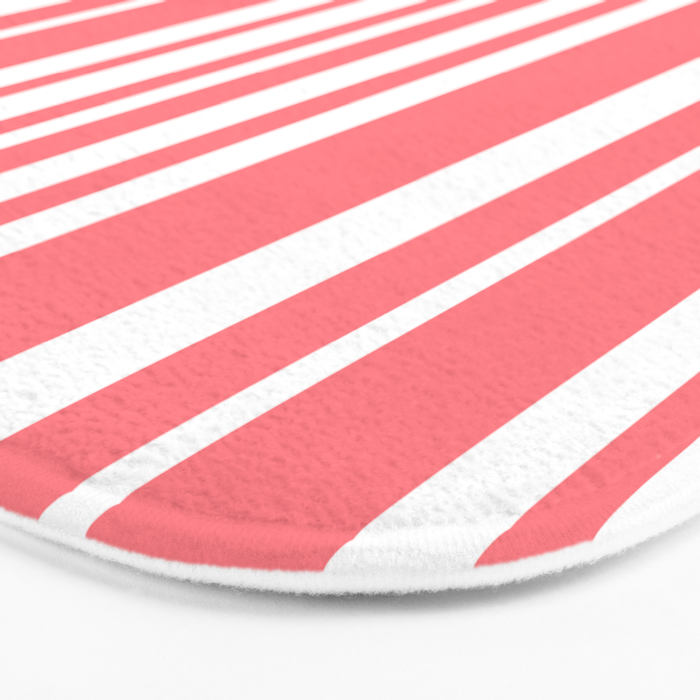 Classic Stripes XXXII - Coral Pink Bath Mat Gallery Image 3