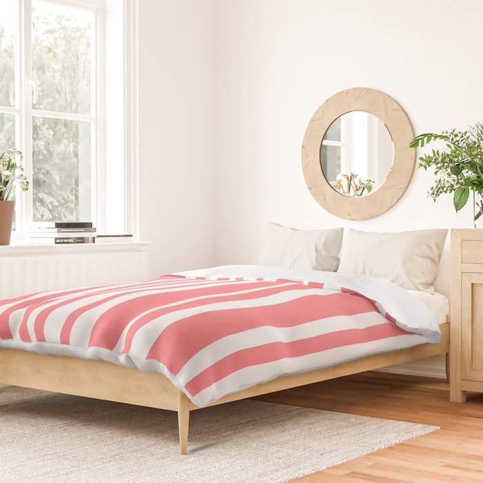 Classic Stripes XXXII - Coral Pink Duvet Cover Gallery Image 2