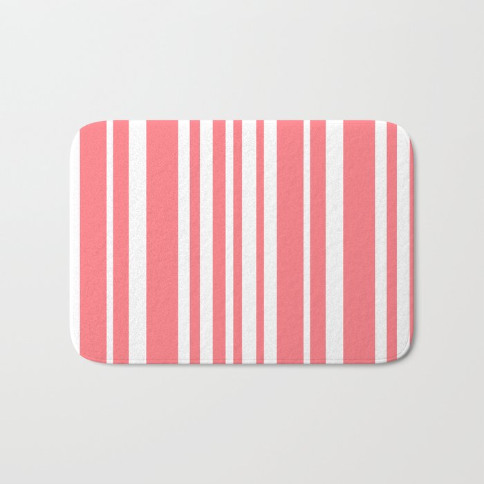 Classic Stripes XXXII - Coral Pink Bath Mat Gallery Image 1