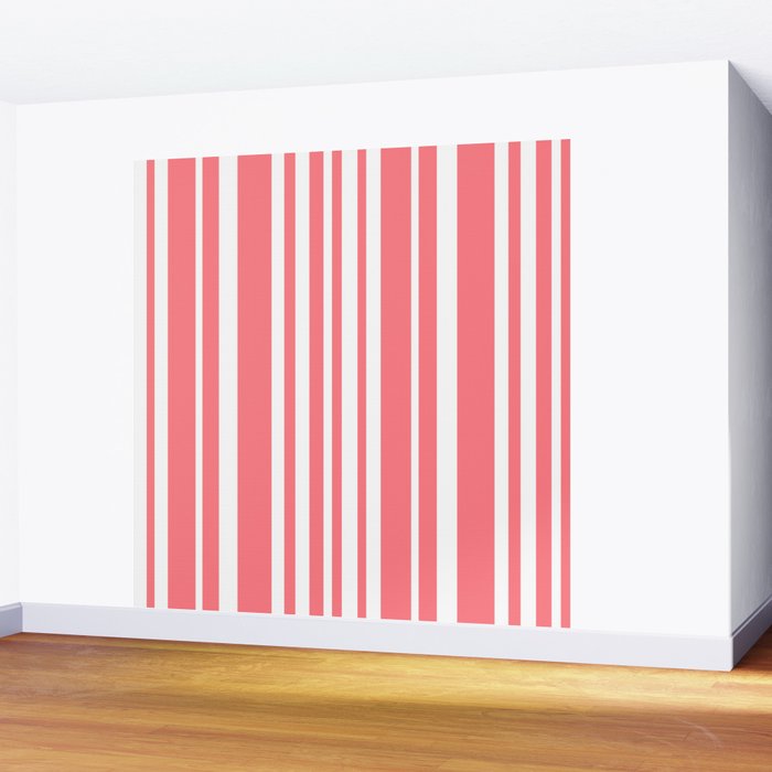 Classic Stripes XXXII - Coral Pink Wall Mural Gallery Image 2