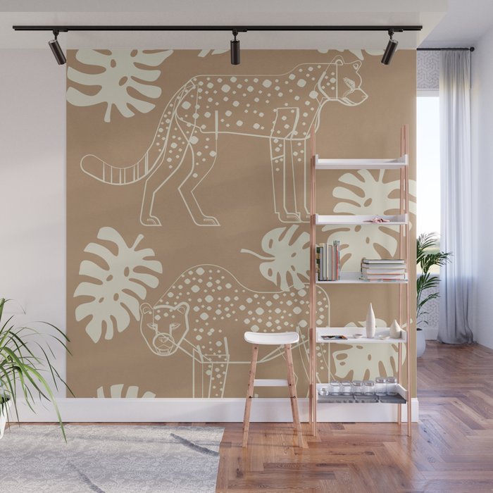 Cheetahs Monstera 1 Wall Mural Gallery Image 1