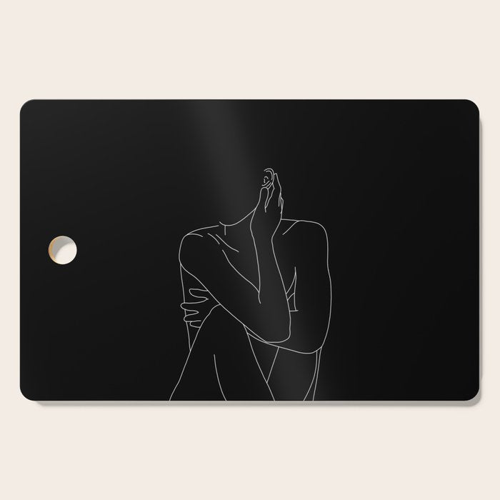 Nude figure illustration - Celina Black Cutting Board Gallery Image 1