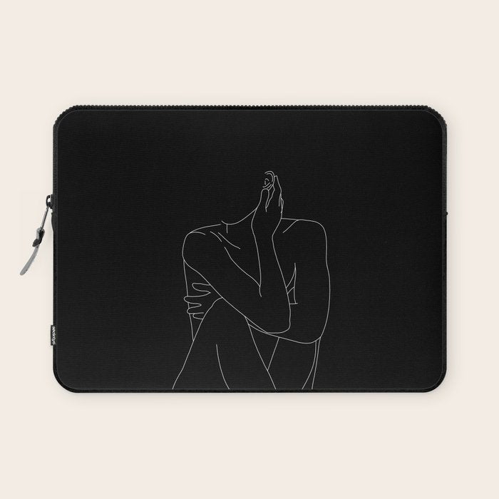 Nude figure illustration - Celina Black Laptop Sleeve Gallery Image 1