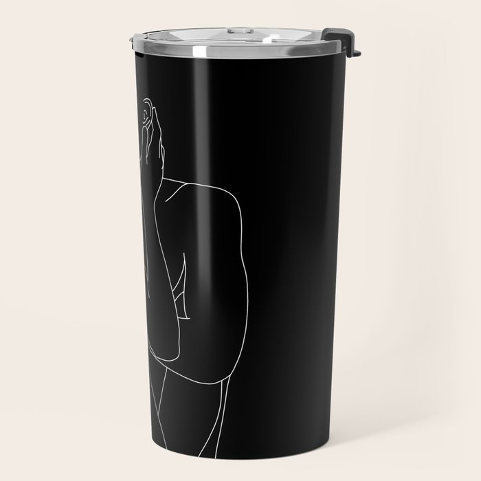 Nude figure illustration - Celina Black Travel Mug Gallery Image 2