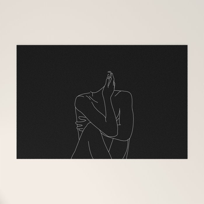 Nude figure illustration - Celina Black Welcome Mat Gallery Image 1