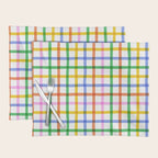 Colorful plaid line grid pattern Placemat Gallery Image 1