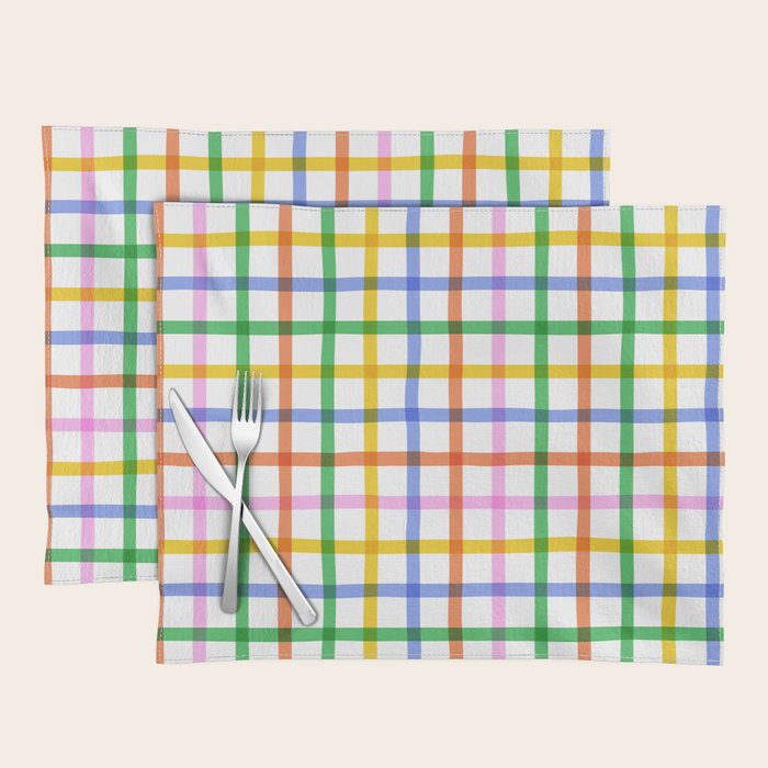 Colorful plaid line grid pattern Placemat Gallery Image 1