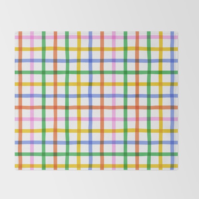 Colorful plaid line grid pattern Throw Blanket Gallery Image 2