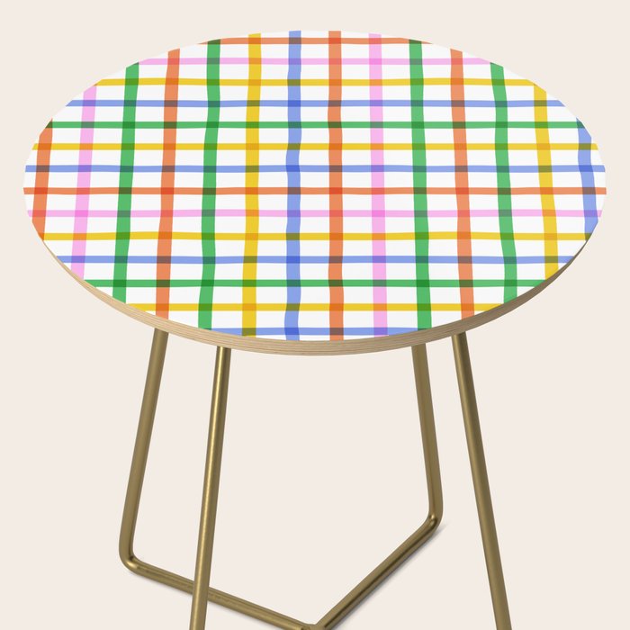Colorful plaid line grid pattern Side Table Gallery Image 2