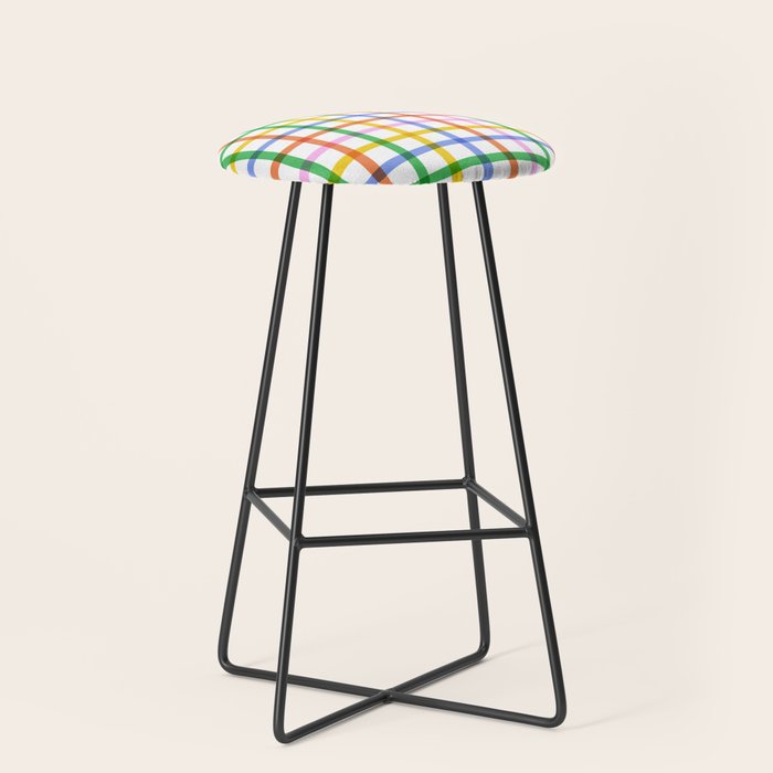 Colorful plaid line grid pattern Stool Gallery Image 1