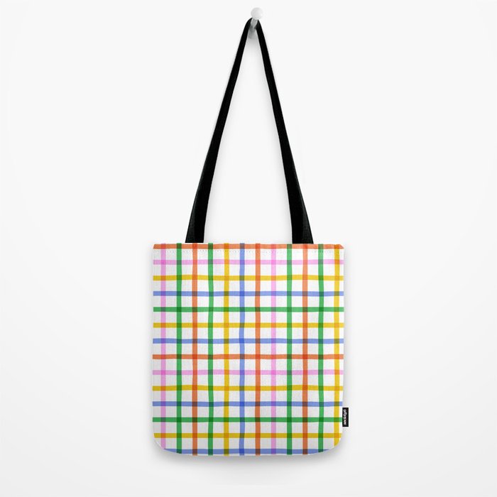 Colorful plaid line grid pattern Tote Bag Gallery Image 2
