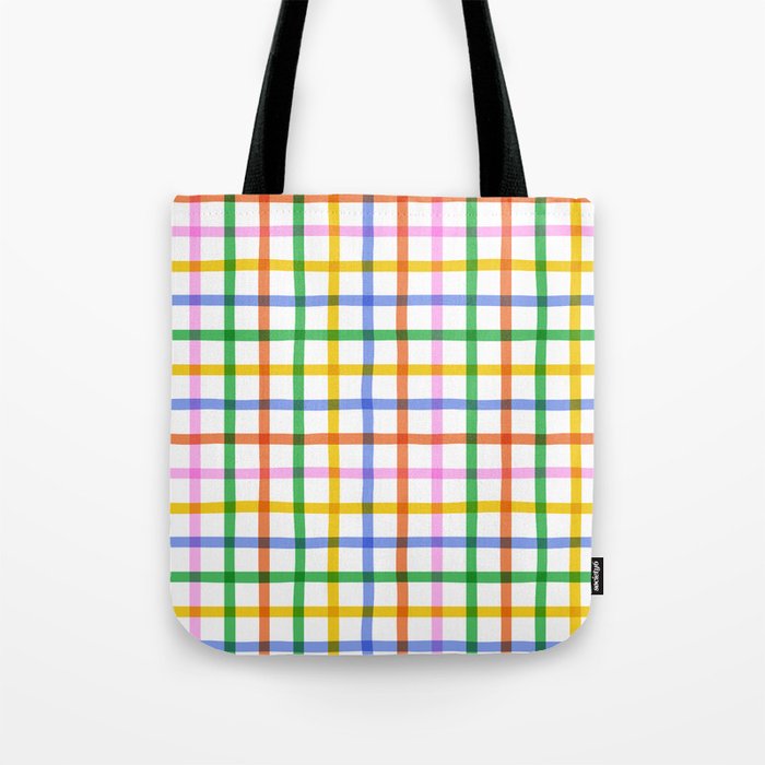 Colorful plaid line grid pattern Tote Bag Gallery Image 1