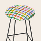 Colorful plaid line grid pattern Stool Gallery Image 2