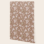 Floral Mocha Mousse Pattern Wallpaper Gallery Image 2