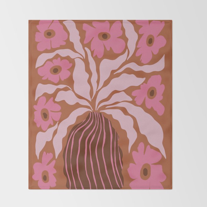 Mid-century blooming pot  Throw Blanket Gallery Image 2