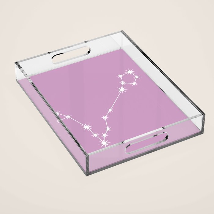 Pisces Zodiac Star Constellation Line Art Pastel Lilac Acrylic Tray Gallery Image 1