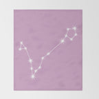 Pisces Zodiac Star Constellation Line Art Pastel Lilac Throw Blanket Gallery Image 2