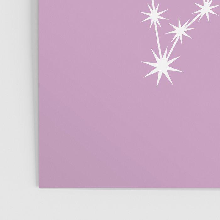 Pisces Zodiac Star Constellation Line Art Pastel Lilac Poster Gallery Image 3