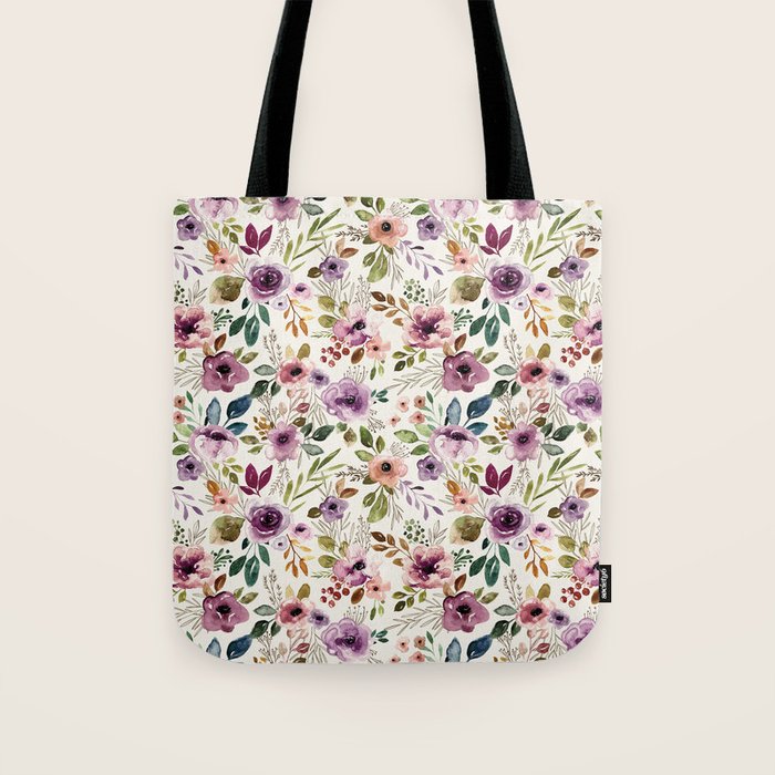 Autumn Amethyst Floral Tote Bag Gallery Image 1