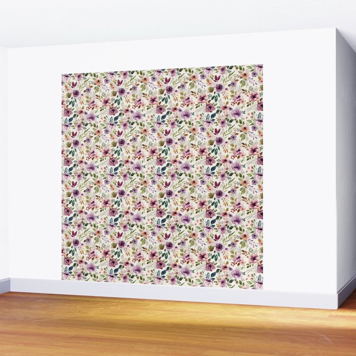 Autumn Amethyst Floral Wall Mural Gallery Image 2