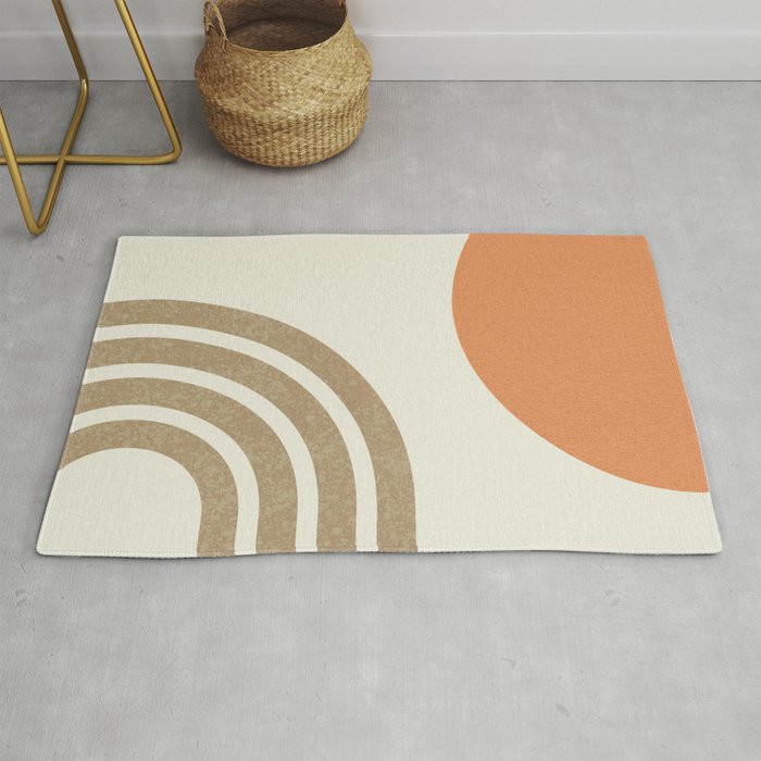 Mid-Century Modern - Orange Sun and Rainbow Rug Gallery Image 1