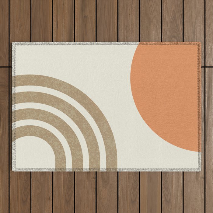 Mid-Century Modern - Orange Sun and Rainbow Outdoor Rug Gallery Image 1