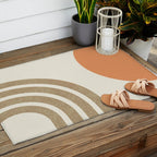 Mid-Century Modern - Orange Sun and Rainbow Outdoor Rug Gallery Image 2