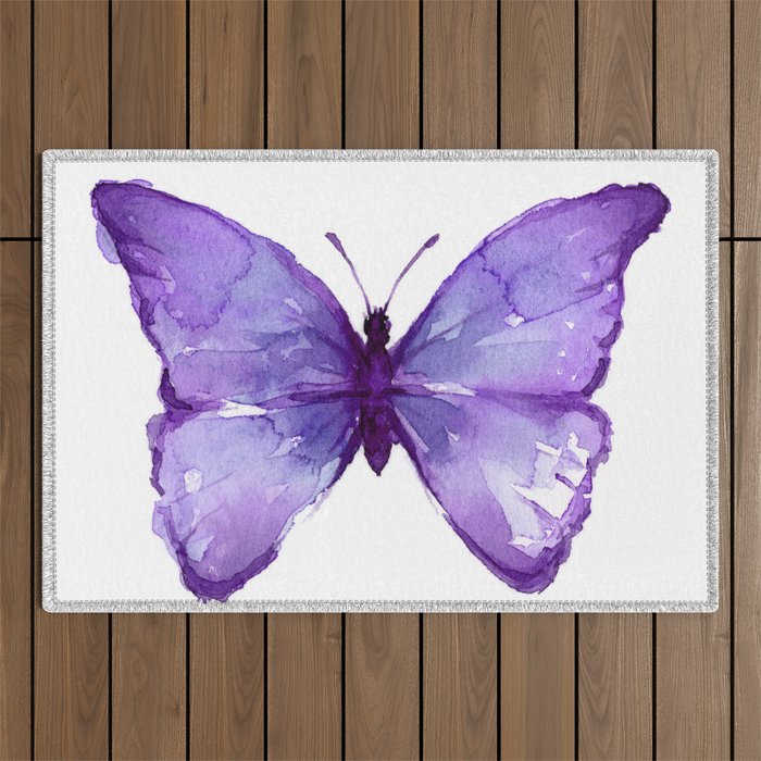 Purple Butterfly Outdoor Rug Gallery Image 1