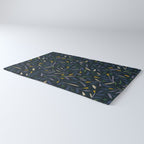 Midnight Floral Pattern 2 - Blue and Yellow Rug Gallery Image 3