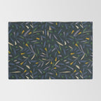 Midnight Floral Pattern 2 - Blue and Yellow Rug Gallery Image 2