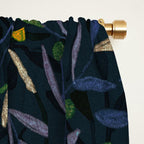 Midnight Floral Pattern 2 - Blue and Yellow Window Curtain Gallery Image 2