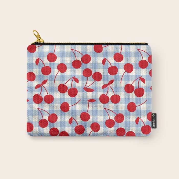 Red Cherries & Baby Blue Gingham Carry All Pouch Gallery Image 1