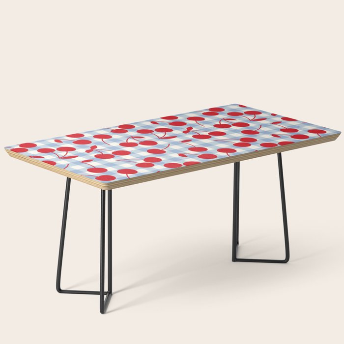 Red Cherries & Baby Blue Gingham Coffee Table Gallery Image 1
