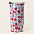 Red Cherries & Baby Blue Gingham Travel Mug Gallery Image 3