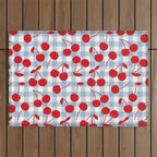 Red Cherries & Baby Blue Gingham Outdoor Rug Gallery Image 1