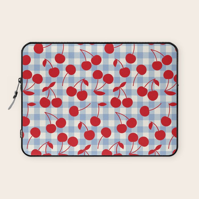 Red Cherries & Baby Blue Gingham Laptop Sleeve Gallery Image 1