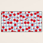Red Cherries & Baby Blue Gingham Desk Mat Gallery Image 3