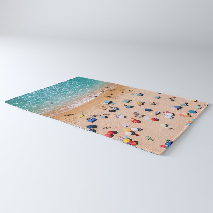 People On Algarve Beach In Portugal, Drone Photography, Aerial Photo, Ocean Wall Art Print Rug Gallery Image 3