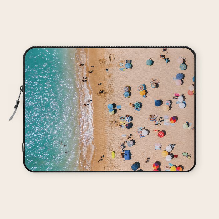 People On Algarve Beach In Portugal, Drone Photography, Aerial Photo, Ocean Wall Art Print Laptop Sleeve Gallery Image 1