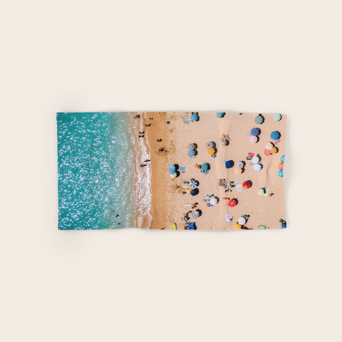 People On Algarve Beach In Portugal, Drone Photography, Aerial Photo, Ocean Wall Art Print Bath Towel Gallery Image 1