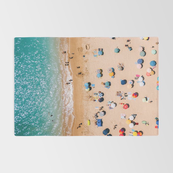 People On Algarve Beach In Portugal, Drone Photography, Aerial Photo, Ocean Wall Art Print Rug Gallery Image 2