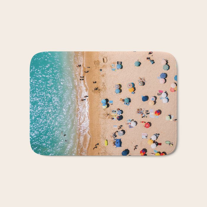 People On Algarve Beach In Portugal, Drone Photography, Aerial Photo, Ocean Wall Art Print Bath Mat Gallery Image 1