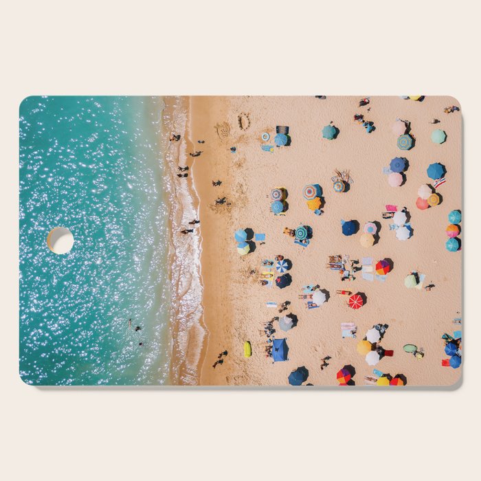 People On Algarve Beach In Portugal, Drone Photography, Aerial Photo, Ocean Wall Art Print Cutting Board Gallery Image 1