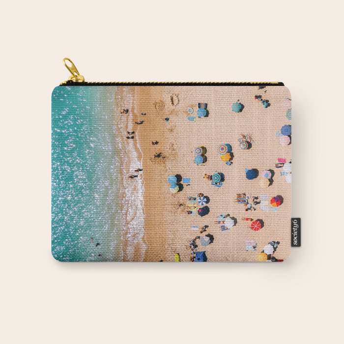 People On Algarve Beach In Portugal, Drone Photography, Aerial Photo, Ocean Wall Art Print Carry All Pouch Gallery Image 1