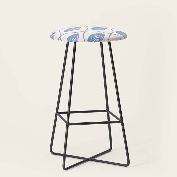 Coastal Ocean Blue Seashells Stool Gallery Image 1