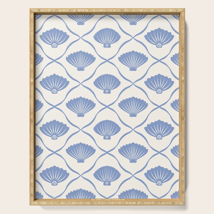 Coastal Ocean Blue Seashells Serving Tray Gallery Image 1