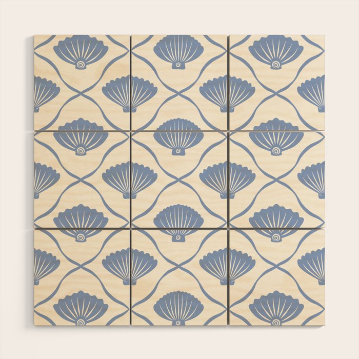 Coastal Ocean Blue Seashells Wood Wall Art Gallery Image 1
