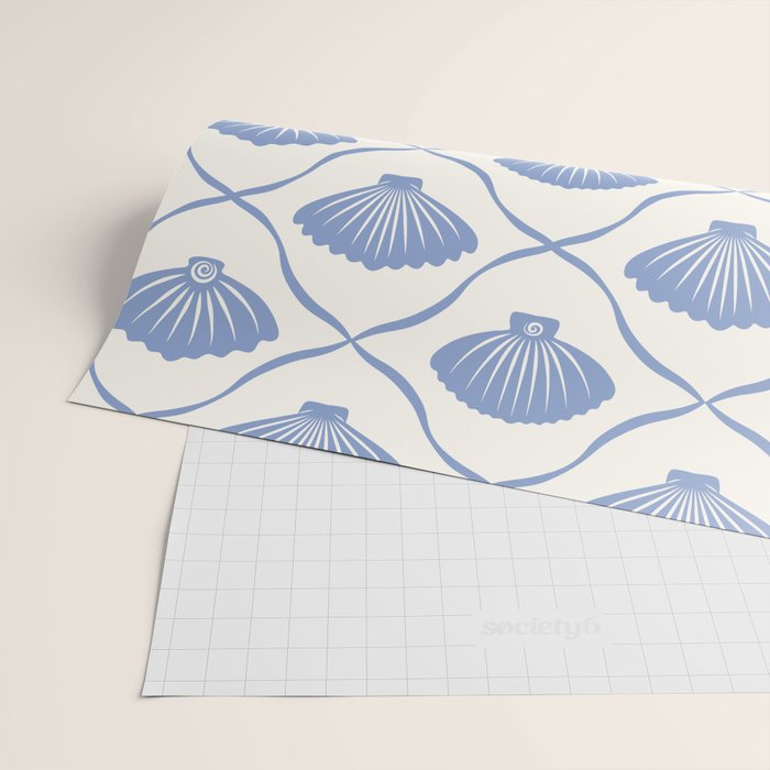 Coastal Ocean Blue Seashells Wrapping Paper Gallery Image 2