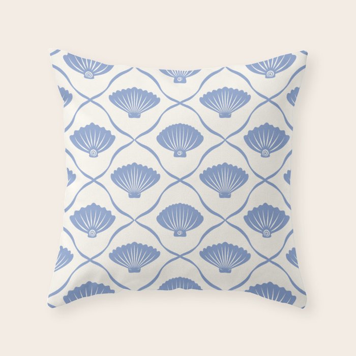 Coastal Ocean Blue Seashells Throw Pillow Gallery Image 1
