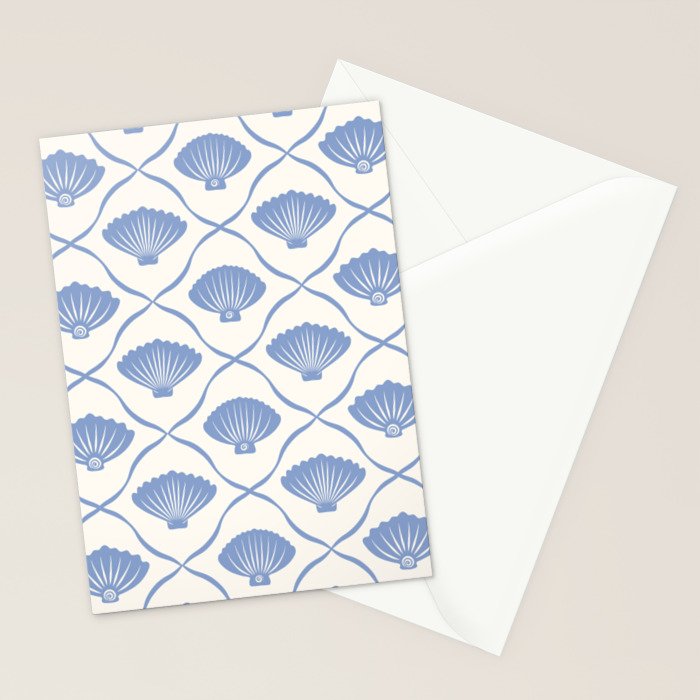 Coastal Ocean Blue Seashells Stationery Card Gallery Image 2
